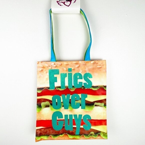 Fries Over Guys Hamburger Vinyl Double Handle Tote Bag - Picture 1 of 6